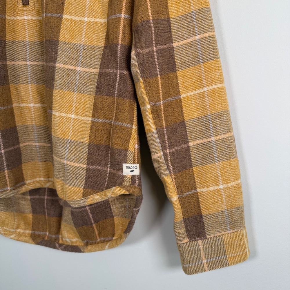Toad&Co Mustard and Brown Plaid Button-Down Shirt - Picture 3 of 8